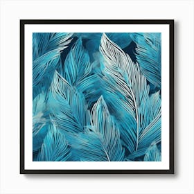 ocean blue leafs 2 Art Print