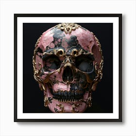 Pink Marble Skull 2 Art Print