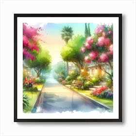 Watercolor Street Scene Art Print