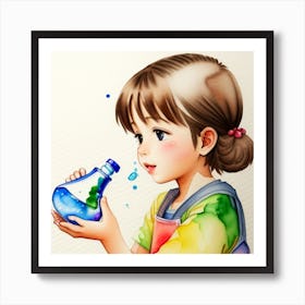 Little Girl Drinking Water Art Print