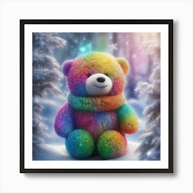 A rainbow teddy bear 1 Art Print