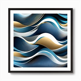 Abstract Wave Pattern, vector art 1 Art Print