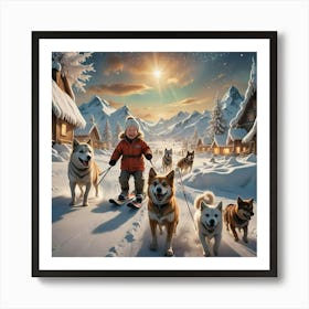 Norwegian Boy In North Pole Art Print