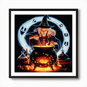 Happy halloween Illustration Spooky Horror devi background2 (11) Art Print