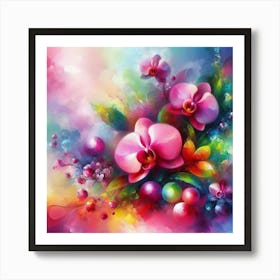 Orchids And Berries Art Print