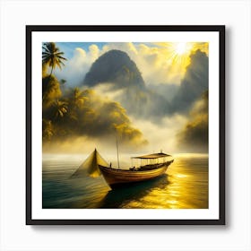 Firefly A Boat On A Beautiful Mist Shrouded Lush Tropical Island 12624 (1) Art Print