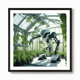 Robot In Greenhouse Art Print