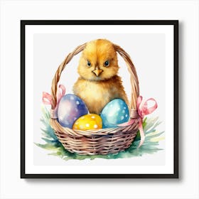 Easter Chick In Basket 1 Art Print