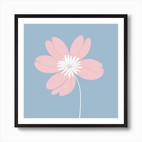 A White And Pink Flower In Minimalist Style Square Composition 674 Art Print