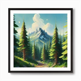 Dense forest with pine trees and marijuana 4 Art Print