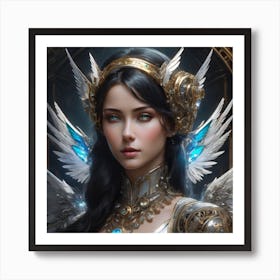 Mechanical Angel With Crystal Wings Art Print