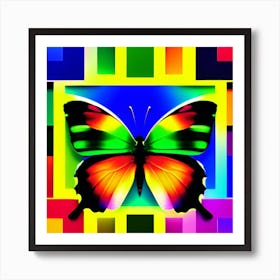 Butterfly On A Square 1 Art Print