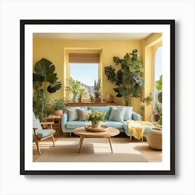 Default A Sundrenched Living Room With Soft Yellow Walls Natur 1 Art Print