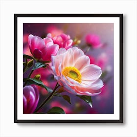 Peony Flowers Art Print