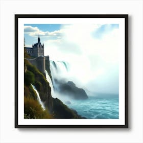 Rhine Falls Waterfall With A Castle, Swis Art Print