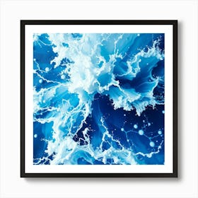 Blue Water Splash Art Print