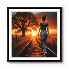 Walking Along An Old Railway Track Art Print