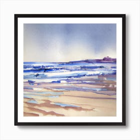 Watercolor Of Sand And Sea Art Print