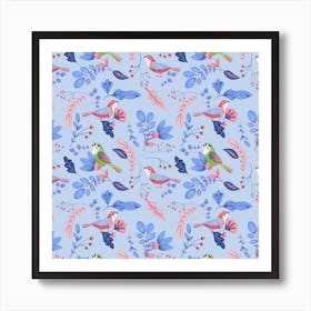 Birds On A Blue Background Art Print