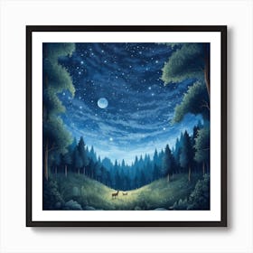 Night In The Forest Art Print