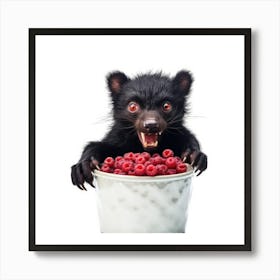 Black Bear Eating Berries Art Print