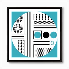 Blue Mid Century Geometric Print Art Print