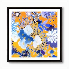 Blue And Yellow Flowers Art Print