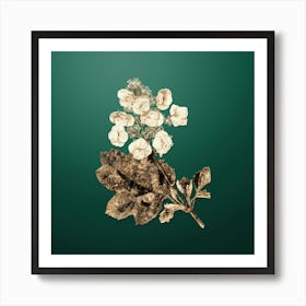 Gold Botanical Oakleaf Hydrangea on Dark Spring Green n.0271 Art Print