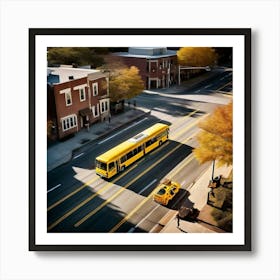 Transit Tracking School Journey Bus Stop Drone Route Dropped Community Day Small Wheel N (7) Art Print