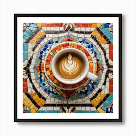 Coffee Cup On Mosaic Tile 4 Art Print