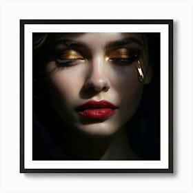 Single Tear Glistening With A Sweet Essence Contrasting Against A Dark Velvety Backdrop 3d Hyper Art Print