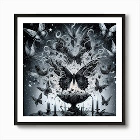 Black And White Butterflies 30 Art Print