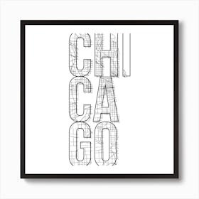 Chicago Street Map Typography Square Art Print