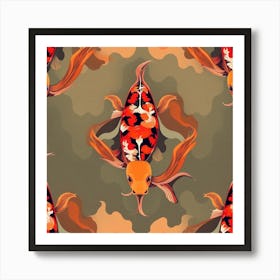 Koi Fish Seamless Pattern 5 Art Print