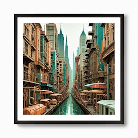 Steampunk Street Cubism Style Art Print