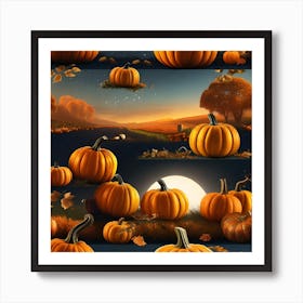 Pumpkins In The Field 1 Art Print