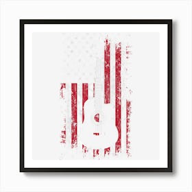 American Flag Guitar Red White Patriotic Music Art Print