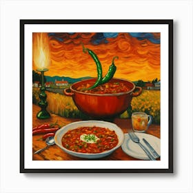 Draw A Chili Character Having Dinner As It Was Pai (2) Art Print