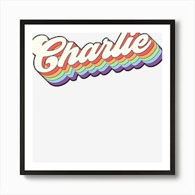 First Name Charlie Retro 80s Rainbow Style Art Print