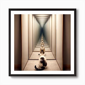 Cat In The Mirror Art Print