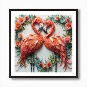 Flamingos In Love 6 Art Print