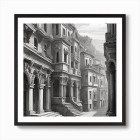 A city with unique architecture and ancient classical carvings designed in the form of arches. Art Print
