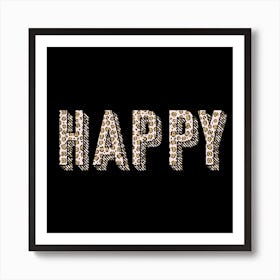 Leopard Happy Square Art Print