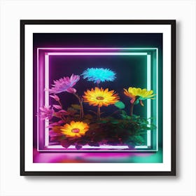 Neon Flowers Art Print