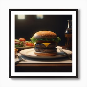 Hamburger On A Plate 84 Art Print