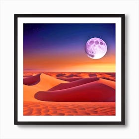 Full Moon In The Desert 6 Art Print
