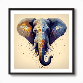 Elephant Head mosaic art Art Print