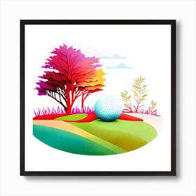 Golf Ball And Tree Art Print
