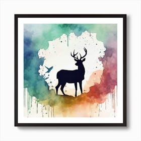Abstract Deer Silhouette Art Print
