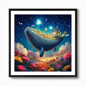 Firefly Colossal Whale, Floating, Sky, Stars, Constellations, Transforming, Flowers, Lush Garden, Ma (9) Art Print